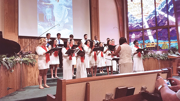 Tess sings in the choir